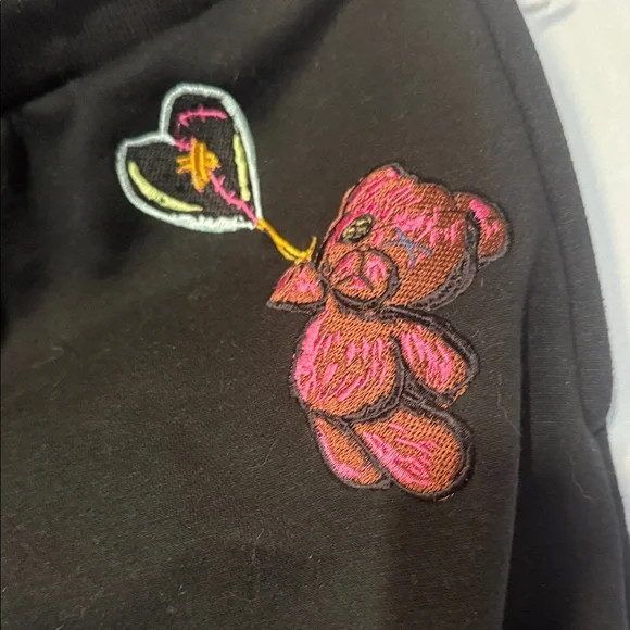 Metro Wear Black Joggers with Pink Bear Design
